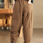 Women Winter Casual Solid Spliced Linen Padded Harem Pants