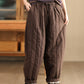 Women Winter Casual Solid Spliced Linen Padded Harem Pants