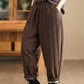 Women Winter Casual Solid Spliced Linen Padded Harem Pants