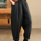 Women Winter Casual Solid Spliced Linen Padded Harem Pants