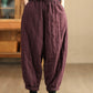 Women Winter Casual Solid Spliced Linen Padded Harem Pants