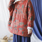 Women Autumn Ethnic Stand Collar Flower Cotton Coat