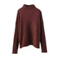 Women Autumn Casual Half Turtleneck Knit Pullover Sweater