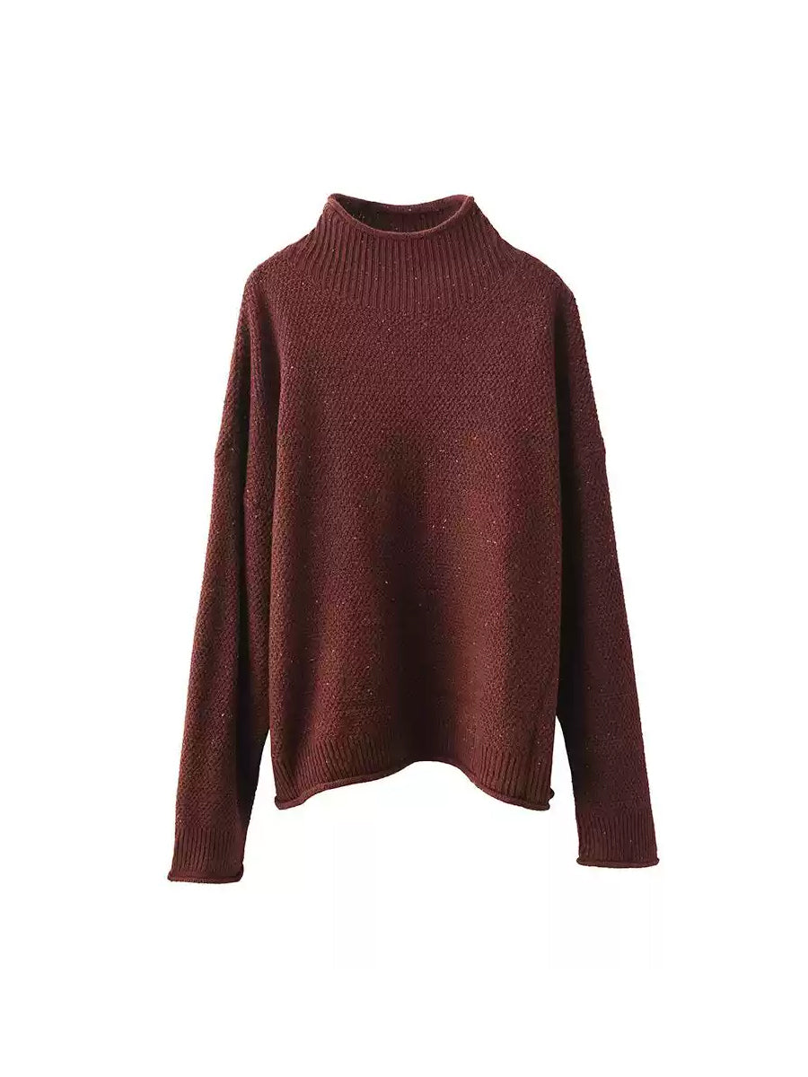 Women Autumn Casual Half Turtleneck Knit Pullover Sweater