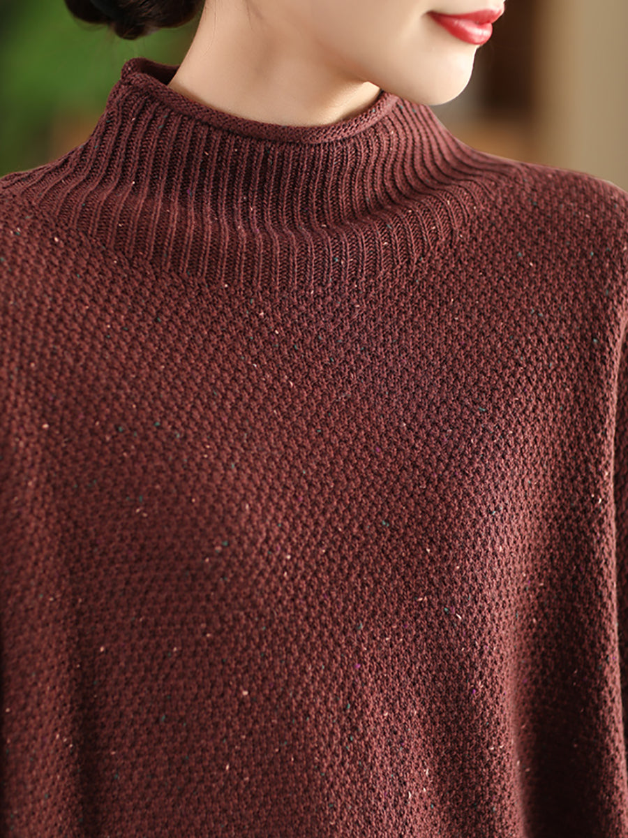 Women Autumn Casual Half Turtleneck Knit Pullover Sweater