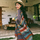 Women Ethnic Knit Stripe Tassel Shawl