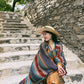 Women Ethnic Knit Stripe Tassel Shawl