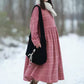 Women Winter Casual Plaid Fleece-lined O-Neck Dress