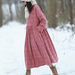 Women Winter Casual Plaid Fleece-lined O-Neck Dress