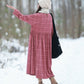 Women Winter Casual Plaid Fleece-lined O-Neck Dress