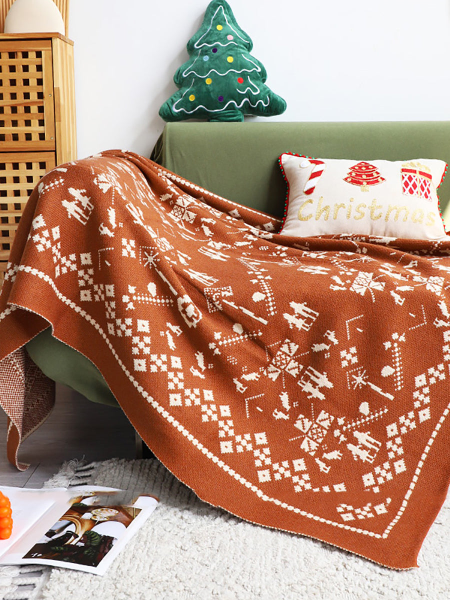 Chirstmas Winter Cartoon Knit Soft Blanket