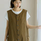 Women Casual Solid Buttoned Cotton Loose Jumpsuits