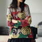 Women Autumn Casual Flower O-Neck Pullover Cotton Sweatshirt