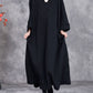 Women Winter Casual Stripe V-Neck Loose Padded Dress