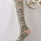 6 Pairs Women Artsy Floral Jacquard Cotton Long Socks