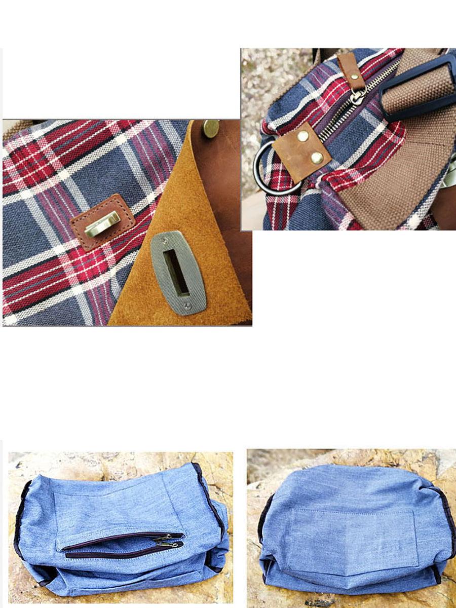 Women Vintage Plaid Leather Crossbody Bag