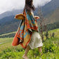 Women Ethnic Colorblock Warm Shawl Scarf