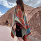 Women Ethnic Colorblock Warm Shawl Scarf