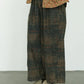 Women Winter Retro Flower Denim Spliced Wide-leg Pants