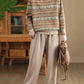 Women Autumn Casual Knit Turtleneck Stripe Sweater Coat