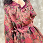 Women Autumn Vintage Stand Collar Flower Strap Dress