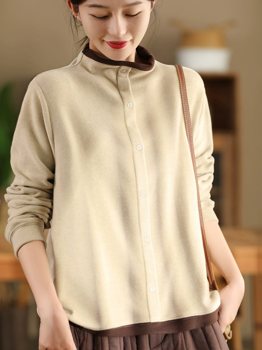 Women Winter Casual Colorblock Half-Turtleneck Sweatshirt