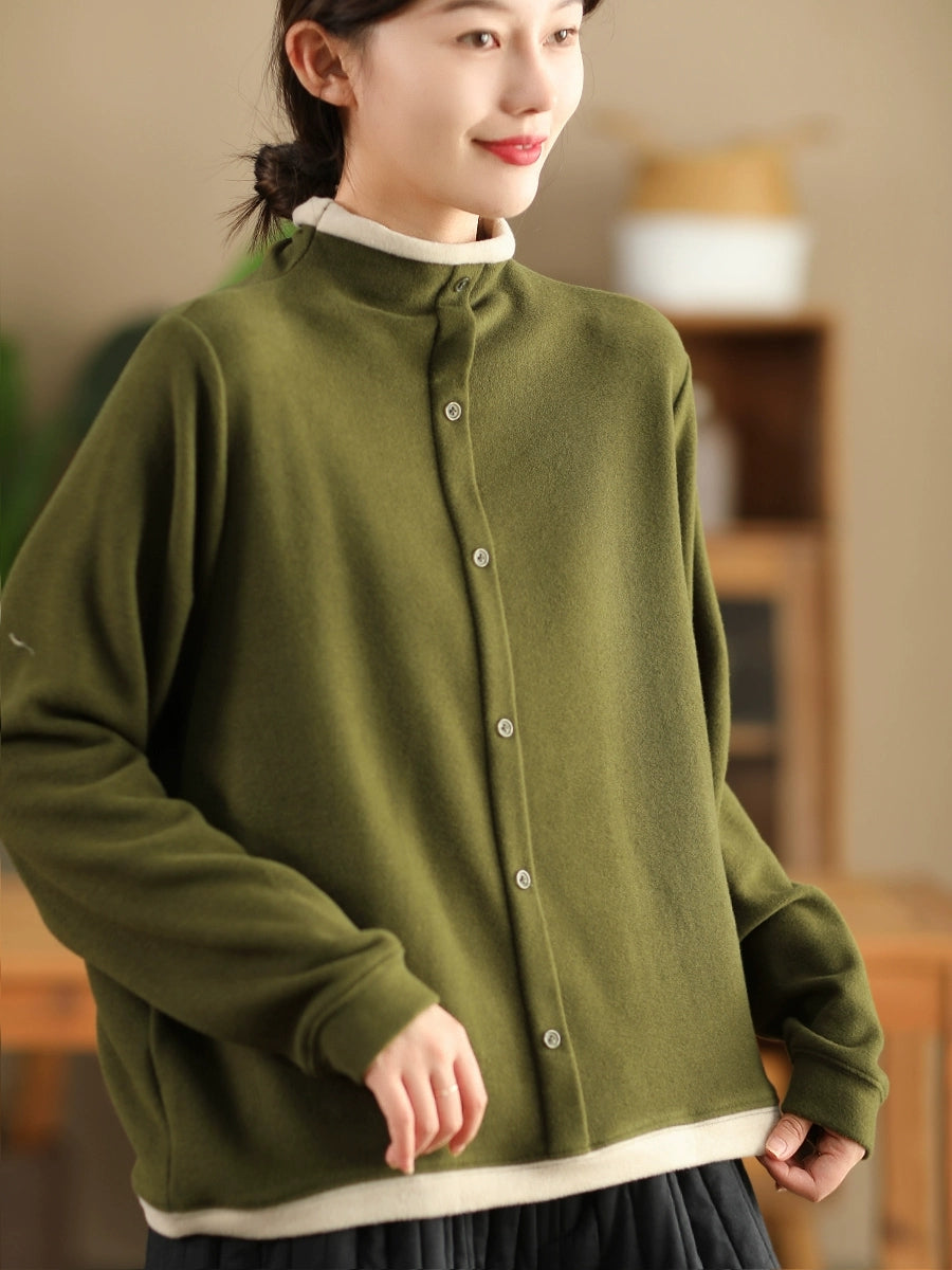 Women Winter Casual Colorblock Half-Turtleneck Sweatshirt