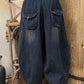 Women Winter Casual Solid Fleece-lined Denim Harem Pants