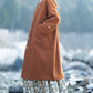 Women Autumn Artsy Solid O-neck Long Coat