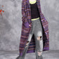 Women Autumn Artsy Knit Stripe Hooded Sweater Coat