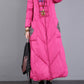 Women Winter Vintage Patch Hooded Long Down Coat