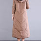 Women Winter Vintage Patch Hooded Long Down Coat