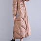 Women Winter Vintage Patch Hooded Long Down Coat