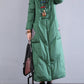 Women Winter Vintage Patch Hooded Long Down Coat