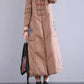 Women Winter Vintage Patch Hooded Long Down Coat