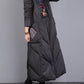 Women Winter Vintage Patch Hooded Long Down Coat