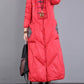 Women Winter Vintage Patch Hooded Long Down Coat