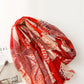 Women Artsy Autumn Leaf Print Tassel Shawl Scarf