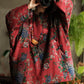 Women Vintage Autumn Flower Stand Collar Cotton Padded Coat