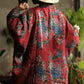 Women Vintage Autumn Flower Stand Collar Cotton Padded Coat