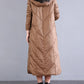 Women Winter Vintage Hooded Long Down Coat