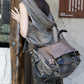 Women Casual Leather Canvas Spliced Shoulder Bag Crossbody Bag