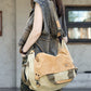 Women Casual Leather Canvas Spliced Shoulder Bag Crossbody Bag