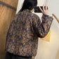 Women Winter Vintage Flower Ramie Padded Coat