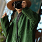 Women Vintage Autumn Solid V-Neck 100%Linen Coat