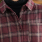 Women Vintage Autumn Plaid Cotton Turn-down Collar Shirt