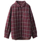 Women Vintage Autumn Plaid Cotton Turn-down Collar Shirt