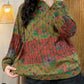 Women Autumn Casual Flower Colorblock Half Turtleneck Sweater