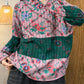 Women Autumn Casual Flower Colorblock Half Turtleneck Sweater