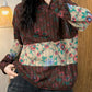 Women Autumn Casual Flower Colorblock Half Turtleneck Sweater